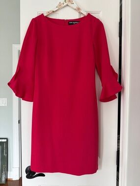 Karl Lagerfeld Vibrant hot pink Bell-Sleeve Shift Dress size 4